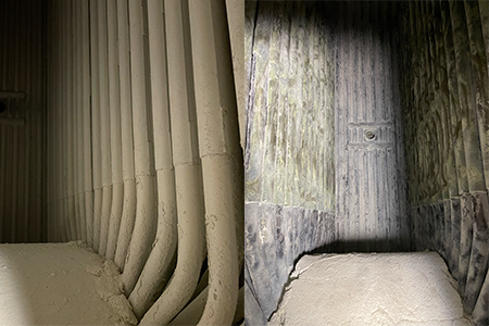Radiant tubes before and after dry ice blasting